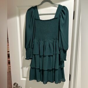 Dark Green Tiered Dress